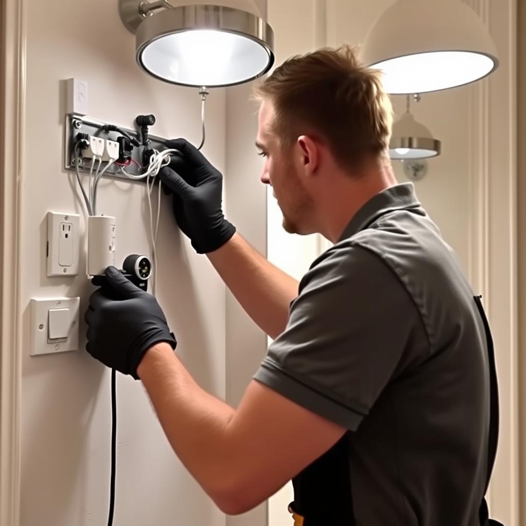 Électricien Paris installant des prises et points d'éclairage