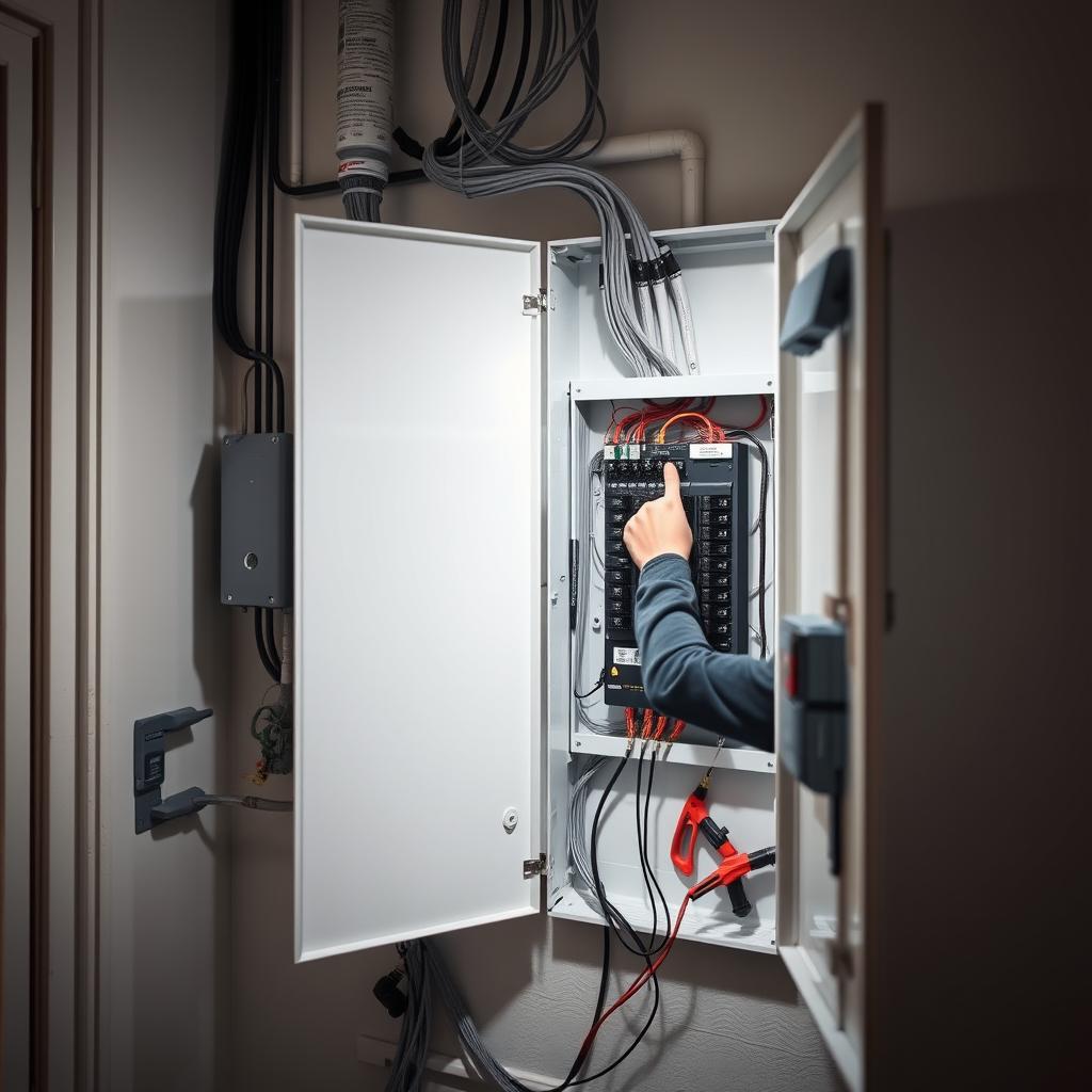 Électricien Paris installant un nouveau tableau électrique moderne