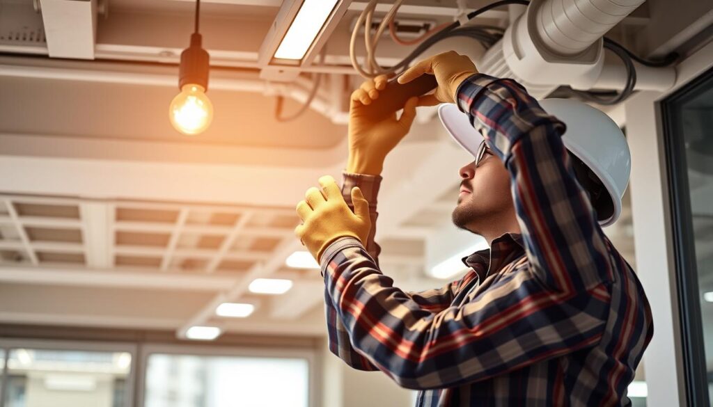 Électricien Paris intervenant dans un espace commercial