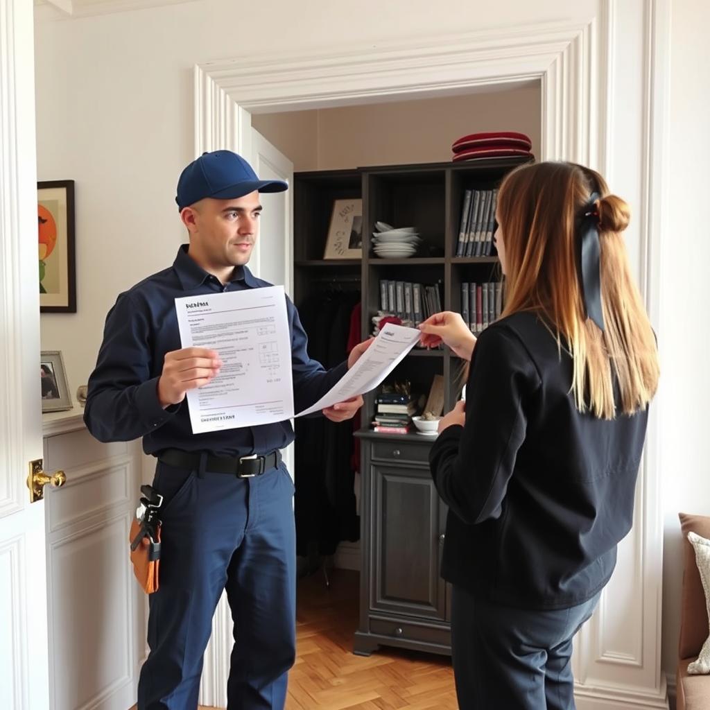 Électricien Paris présentant un devis détaillé à un client