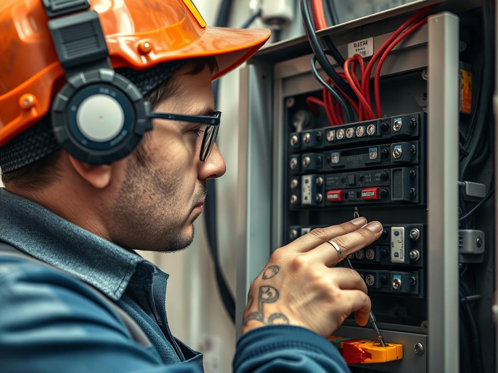 Électricien Paris sécurisant un court-circuit dans un tableau électrique